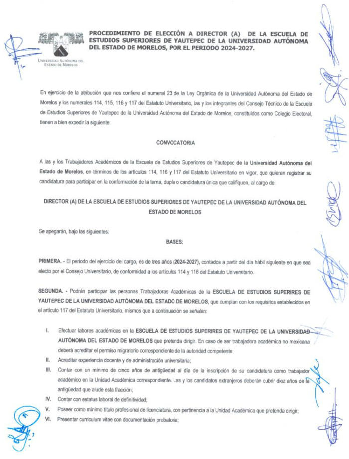 Procedimiento de elección a director(a) de la Escuela de Estudios Superiores de Yautepec de la UAEM 2024-2027