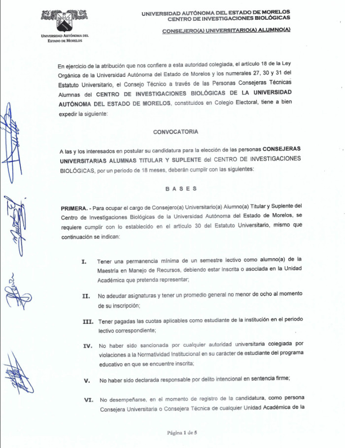 Convocatoria para consejero universitario del CIB