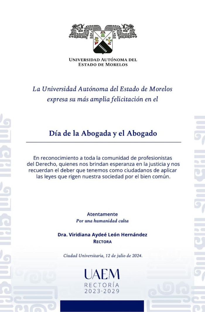 Felicitación Rectoría | Día de la Abogada y el Abogado