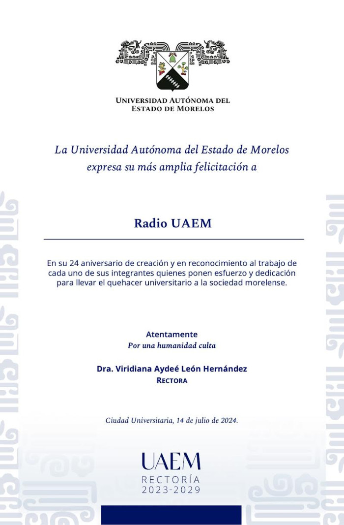 Felicitación Rectoría | Radio UAEM