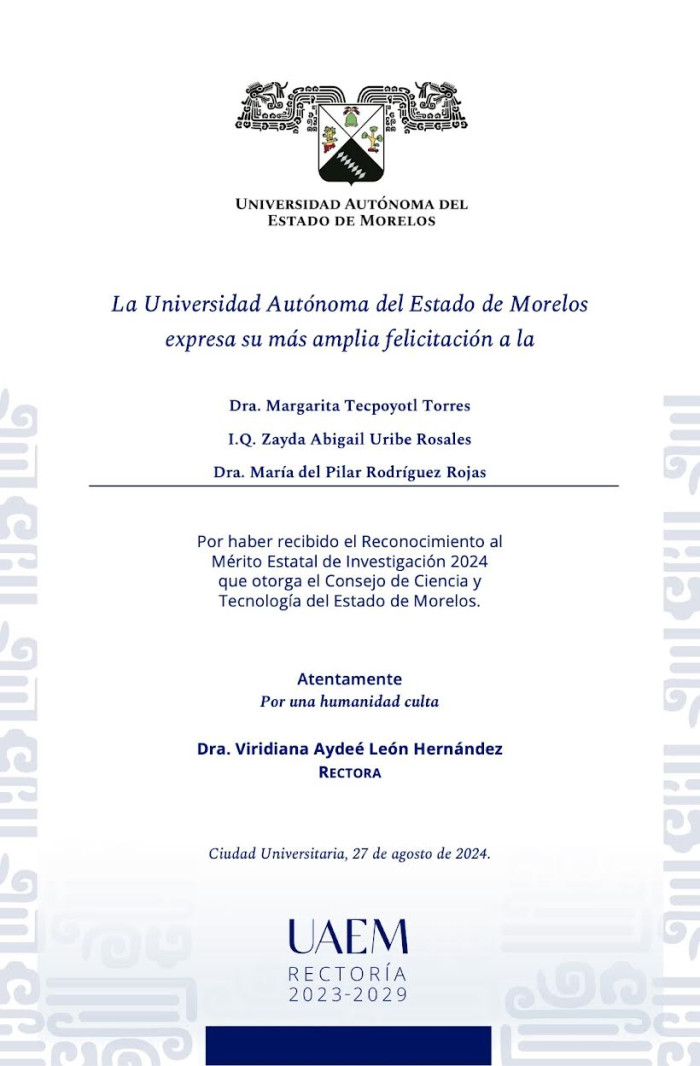 Felicitación Rectoría | Reconocimiento al Mérito Estatal de Investigación 2024