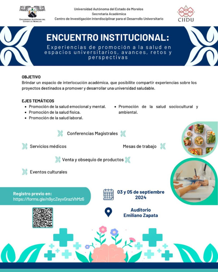 Encuentro institucional: "Experiencias de promoción a la salud en espacios universitarios: avances, retos y perspectivas"