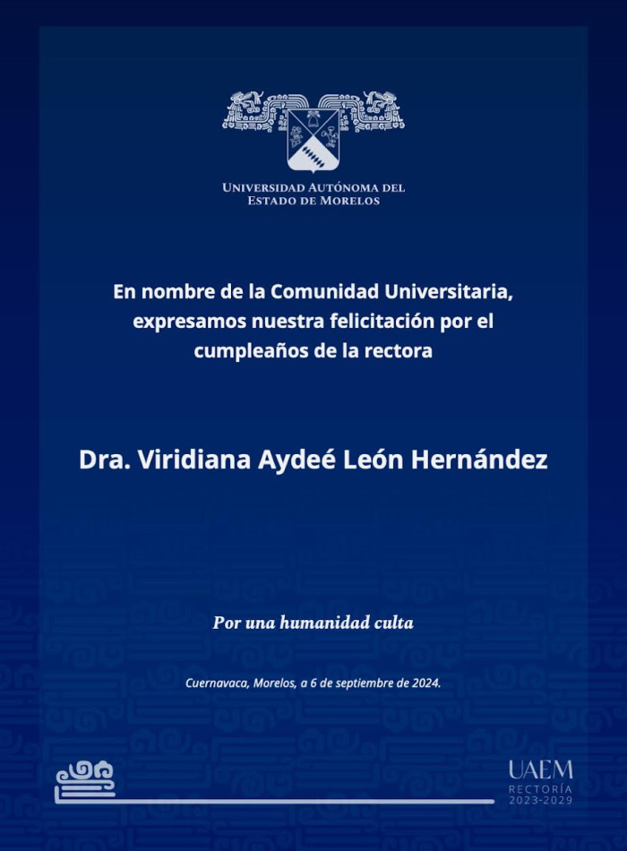 Felicitación | Dra. Viridiana Aydeé Leon Hernández