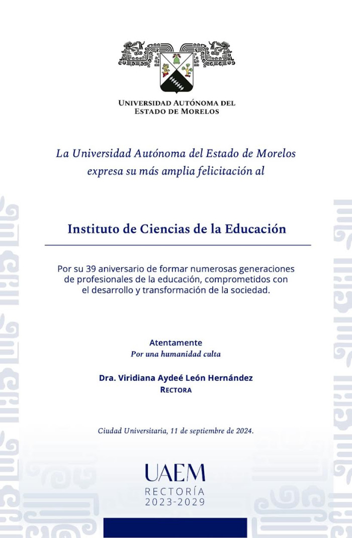 Felicitación Rectoría | Instituto de Ciencias de la Educación 11/09/24