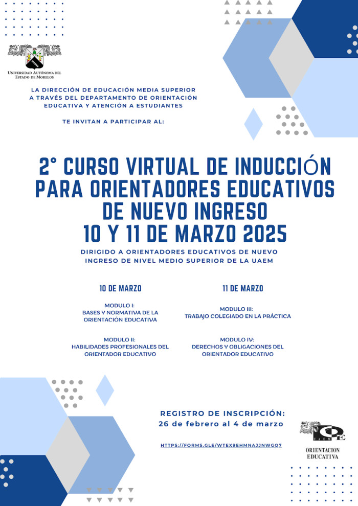 2° Curso virtual de inducción para orientadores educativos de nuevo ingreso