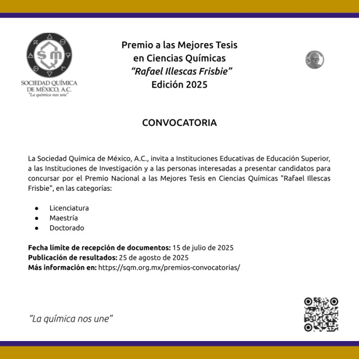 Sociedad Química de México | Premio a la mejor tesis en Ciencias Químicas
