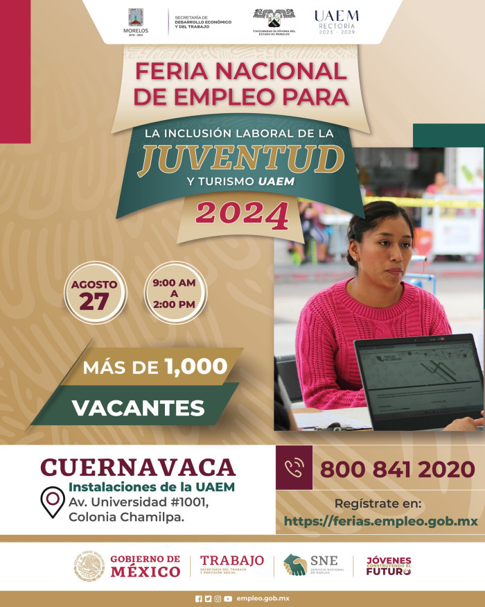 Feria Nacional de empleo para la inclusión laboral de la juventud y turismo UAEM 2024