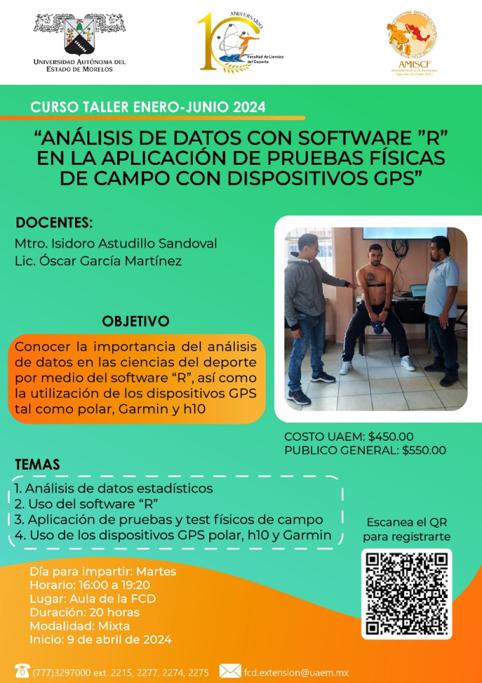 Curso Taller: Análisis de Datos con Software R en la aplicación de pruebas físicas de campo con dispositivos GPS