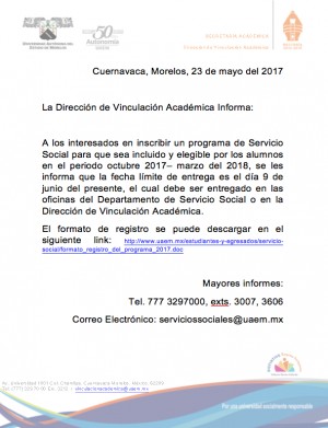 La Dirección de Vinculación Académica informa: