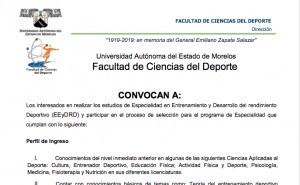 Facultad de Ciencias del Deporte: Proceso de selección para el programa de especialidad