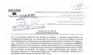 Facultad de Psicología: Concurso Méritos Abierto