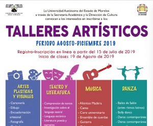 Talleres Artísticos: Periodo de inscripción agosto-diciembre 2019