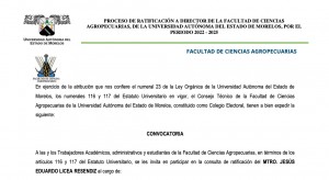 Proceso de Ratificación de Director de la Facultad de Ciencias Agropecuarias 2022-2025