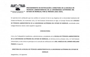 Procedimiento de Ratificación a Directora de la Escuela de Técnicos Laboratoristas 2022-2025