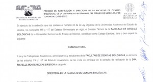 Proceso de Ratificación a Directora de la Facultad de Ciencias Biológicas 2022-2025