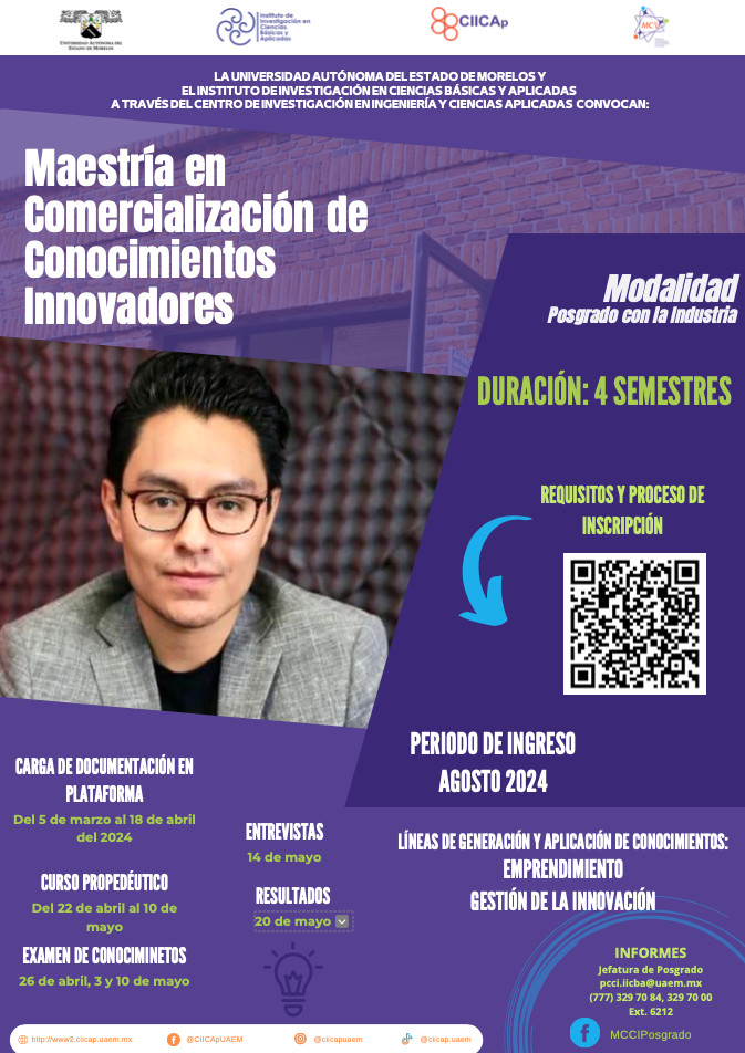 Maestría en Comercialización de Conocimientos Innovadores | Periodo Agosto 2024