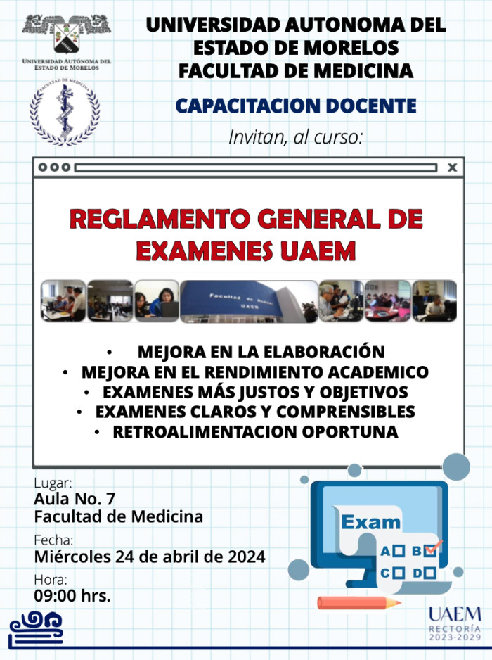 Capacitación docente: Reglamento general de exámenes UAEM