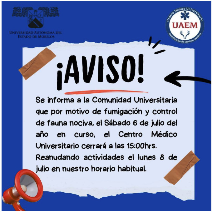 Cierre del Centro Médico por Fumigación