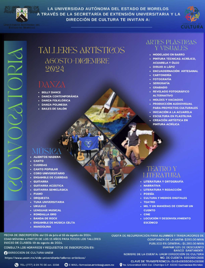 Talleres artísticos semestre agosto- diciembre 2024
