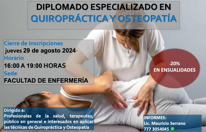 DIPLOMADO ESPECIALIZADO EN QUIROPRÁCTICA Y OSTEOPATÍA | AGOSTO 204