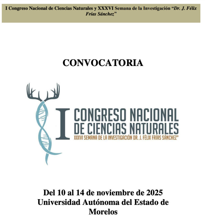 I Congreso Nacional de Ciencias Naturales y XXXVI Semana de la Investigación “Dr. J. Félix Frías Sánchez”