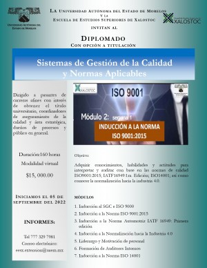 Diplomado Sistemas de Gestión de Calidad y Normas Aplicables