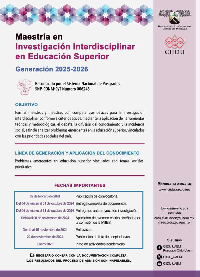 Maestría en Investigación Interdisciplinar en Educación Superior | 2025
