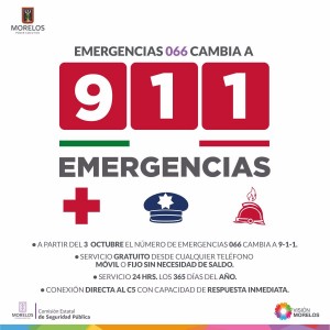 Infografía Emergencias Morelos 066 cambia a 911