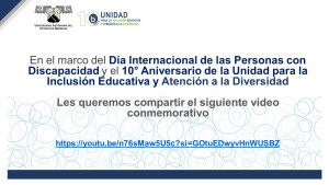 10 Aniversario de la Unidad para la Inclusión Educativa y Atención a la Diversidad