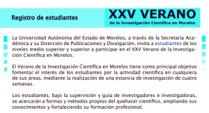 XXV Verano de la Investigación Científica en Morelos