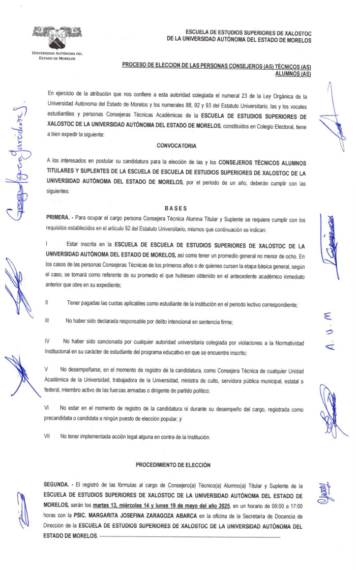 Convocatoria de Consejeros Técnicos Alumnos | Escuela de Estudios Superiores de Xalostoc