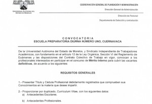 Convocatoria: Concurso de Méritos Interno Preparatoria Diurna No. 1