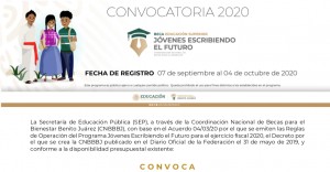 Convocatoria del programa de Beca Jóvenes Escribiendo el Futuro - Septiembre 2020