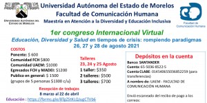 1er Congreso Internacional Virtual: "Educación, Diversidad y Salud en tiempo de crisis: rompiendo paradigmas"