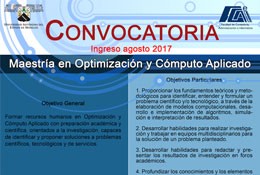 Maestría en Optimización y Cómputo Aplicado 2017