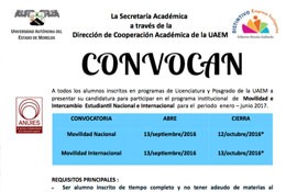 Convocatoria de Movilidad nacional e internacional