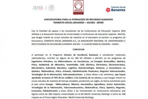 Convocatoria para la Formación de Recursos Humanos Fomento Social Banamex - Anuies - Sener