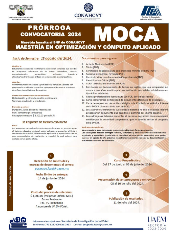 Convocatoria Prórroga | Maestría en Optimización y Cómputo Aplicado