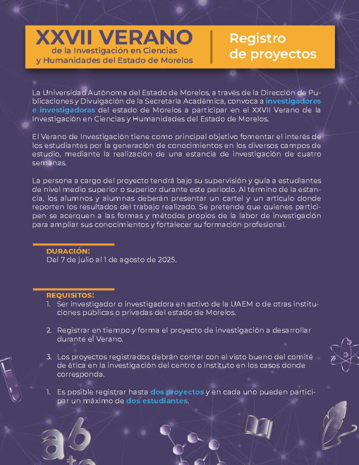 XXVII Verano de la Investigación en Ciencias y Humanidades del Estado de Morelos